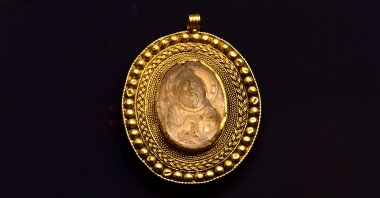 The Christ Pantocrator Medallion on display at Çorum Museum, Çorum, central Turkey, May 3, 2021. (AA Photo) 