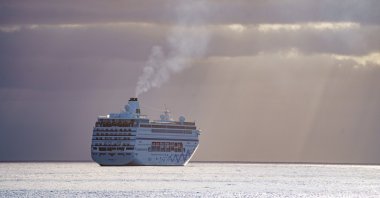 A cruise ship is seen anchored in Santa Cruz de Tenerife, Canary Islands, Spain, April 28, 2021. (EPA File Photo)