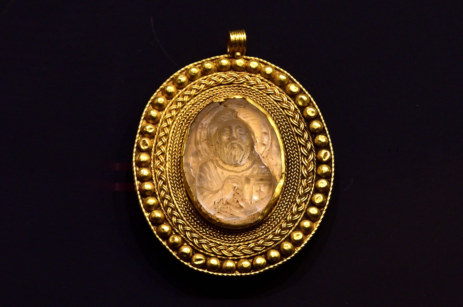 The Christ Pantocrator Medallion on display at Çorum Museum, Çorum, central Turkey, May 3, 2021. (AA Photo) 