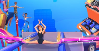The High Heels!, in which the player navigates an obstacle course in increasingly ridiculous high heels, has been downloaded more than 70 million times since it launched in January. (Courtesy of Rollic)