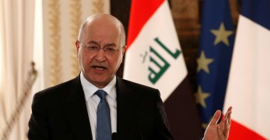 Iraqi President Barham Salih speaks during a news conference at the Elysee Palace in Paris, France, February 25, 2019. (Reuters File Photo)