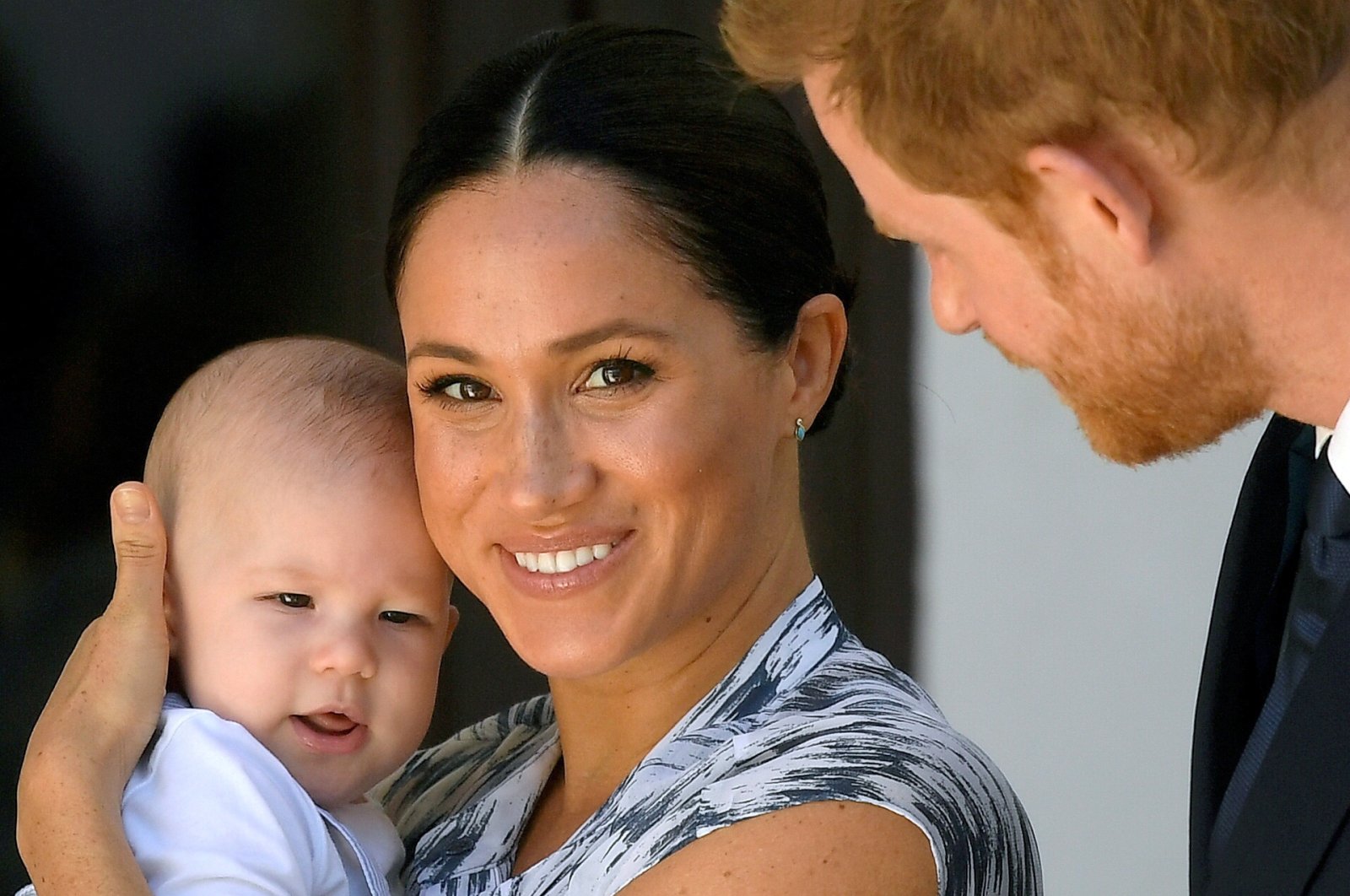 Britain's Prince Harry and his wife Meghan, Duchess of Sussex holding their son Archie, meet Archbishop Desmond Tutu (not pictured) at the Desmond & Leah Tutu Legacy Foundation in Cape Town, South Africa, Sept. 25, 2019. (Reuters Photo)
