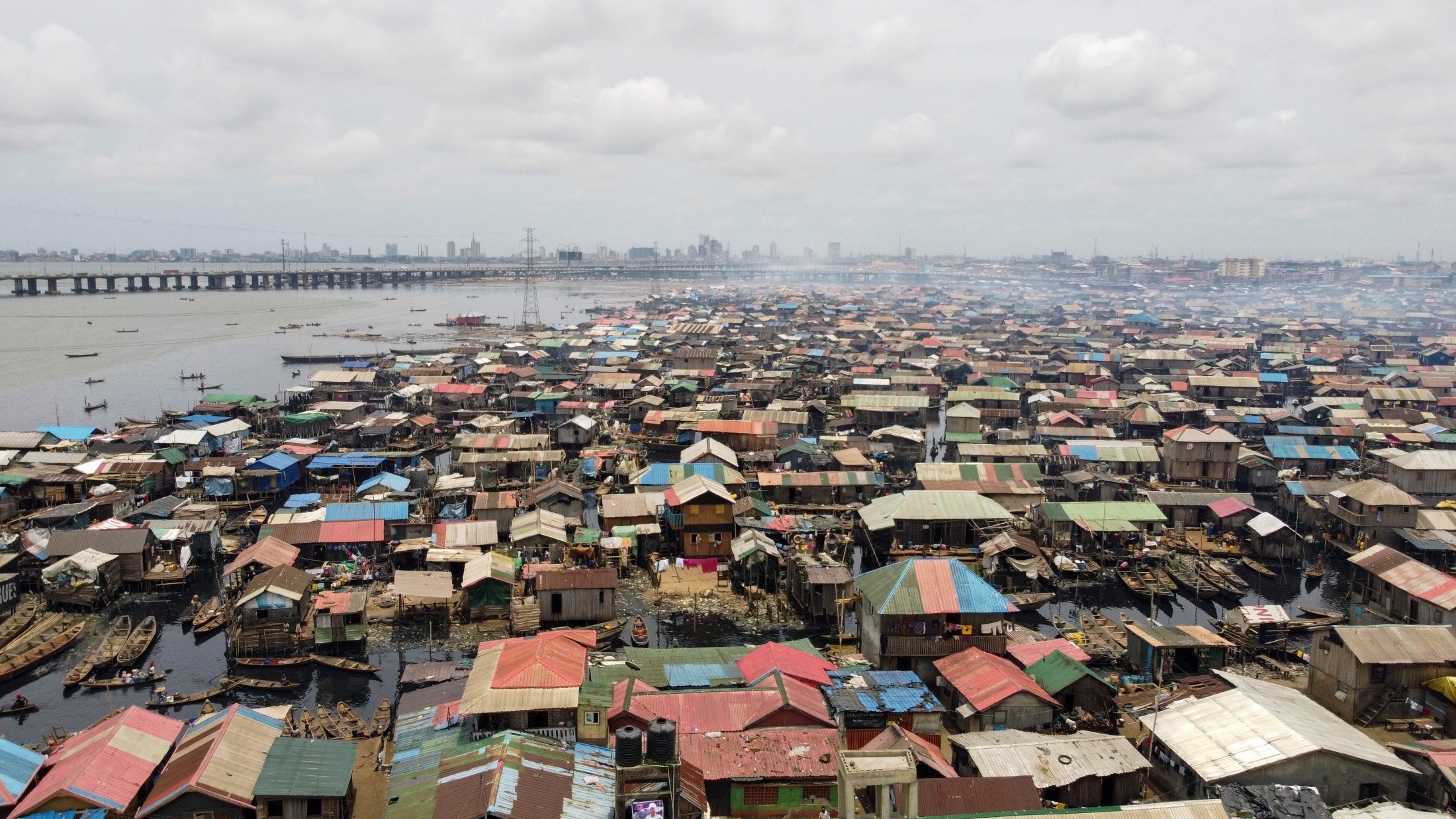An aerial view of Makoko community in Lagos, Nigeria, May 2, 2021. (Reuters Photo)