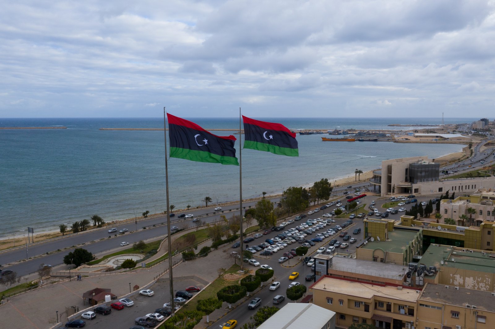Libyan flags flying over the capital Tripoli, Libya, Feb. 14, 2021. (Shutterstock Photo)