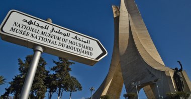 The Maqam Echahid, a concrete monument commemorating the Algerian war for independence, seen in Algiers, Algeria, Jan. 21, 2021. (AFP Photo)