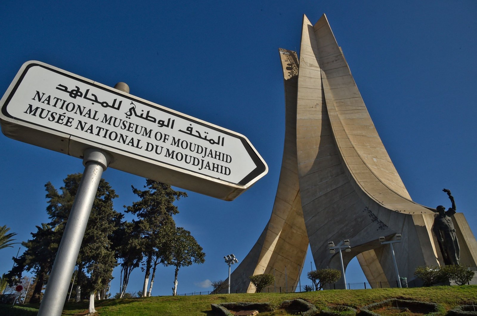 The Maqam Echahid, a concrete monument commemorating the Algerian war for independence, seen in Algiers, Algeria, Jan. 21, 2021. (AFP Photo)