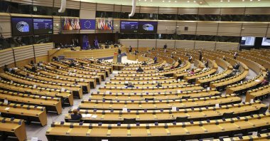 A general view of the European Parliament during the first day of a plenary session in Brussels, Belgium, April 26, 2021. (EPA Photo)