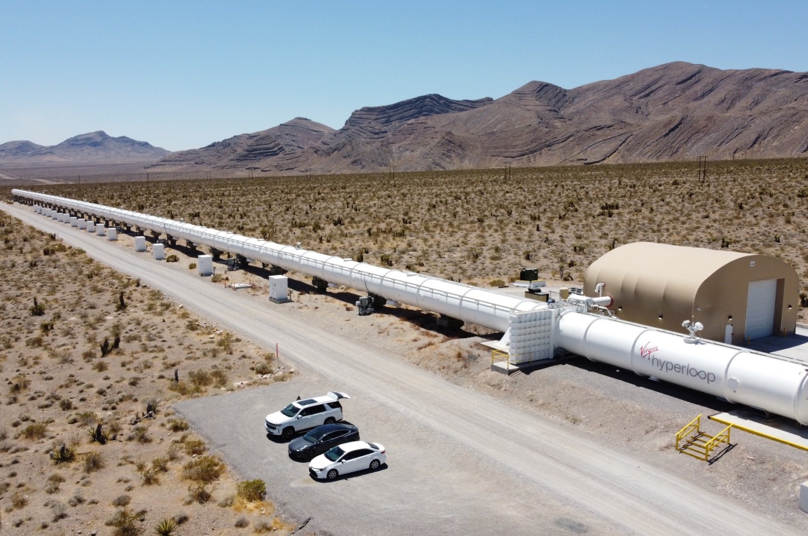A test hyperloop tube is seen at the Virgin Hyperloop facility near Las Vegas, Nevada, U.S., May 5, 2021. (Reuters Photo)