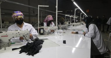Laborers work at a textile factory in Turkey's Hakkari province, May 6, 2021. (DHA Photo)