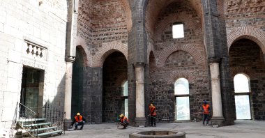 Restorers work in Saint George Church, Diyarbakır, southeastern Turkey, May 6, 2021. (AA Photo)
