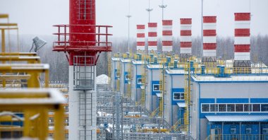 Compressor complexes at the Gazprom PJSC Slavyanskaya compressor station, the starting point of the Nord Stream 2 gas pipeline, in Ust-Luga, Russia, Jan. 28, 2021. (Photo by Getty Images)
