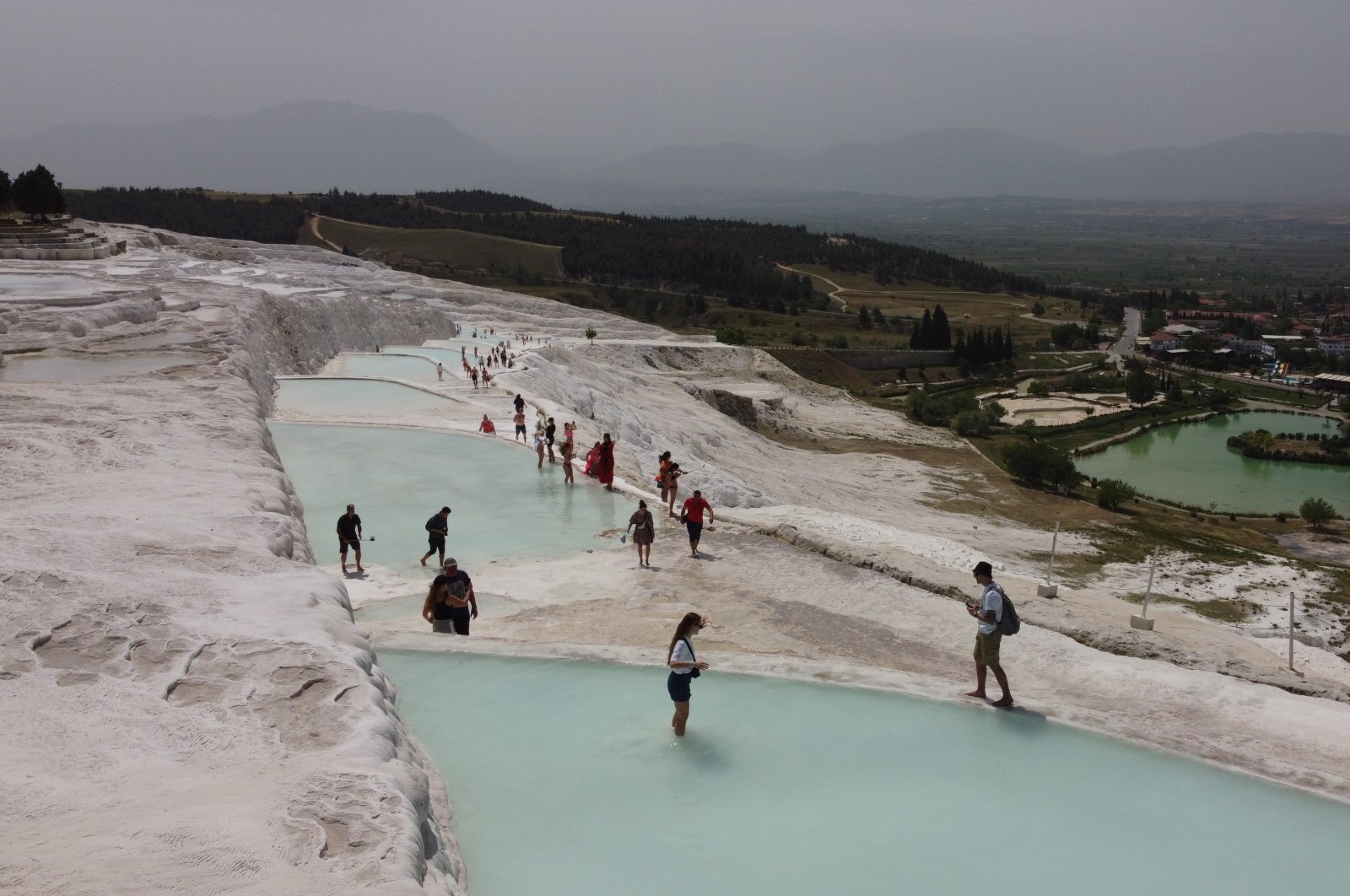Tourists exempt from the COVID-19 lockdown seen at Pamukkale, Denizli, western Turkey, May 9, 2021. (AA Photo)