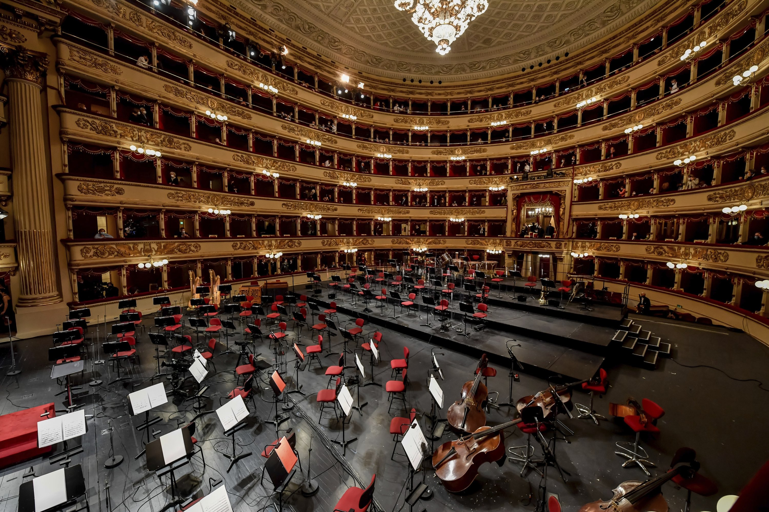 A view of the La Scala opera house, Milan, Italy, May 10, 2021. (AP Photo)