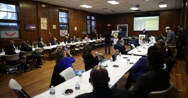 Participants attend an iftar dinner at Bergen Diyanet Mosque in New Jersey, U.S., May 10, 2021. (AA Photo)