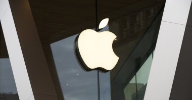 An Apple logo adorns the facade of the downtown Brooklyn Apple store in New York, U.S., March 14, 2020. (AP Photo)