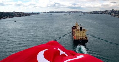 Turkey's national flag waves on the July 15 Martyrs' Bridge, known as the Bosporus Bridge, in Istanbul, Turkey, Nov. 8, 2020. (AFP Photo)