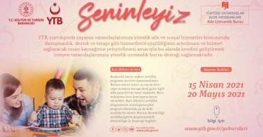 A poster of the scholarship program of the Presidency for Turks Abroad and Related Communities (YTB), in Ankara, Turkey, May 11, 2021. (IHA Photo)