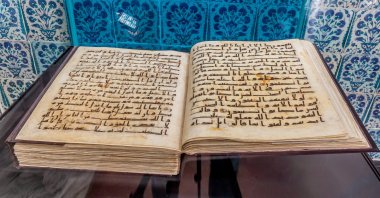 The Quran of the third caliph Uthman ibn Affan stored at the Topkapı Palace's Shrine of the Sacred Relics, Istanbul, Turkey, July 17, 2014. (Photo by Recai Kömür)   