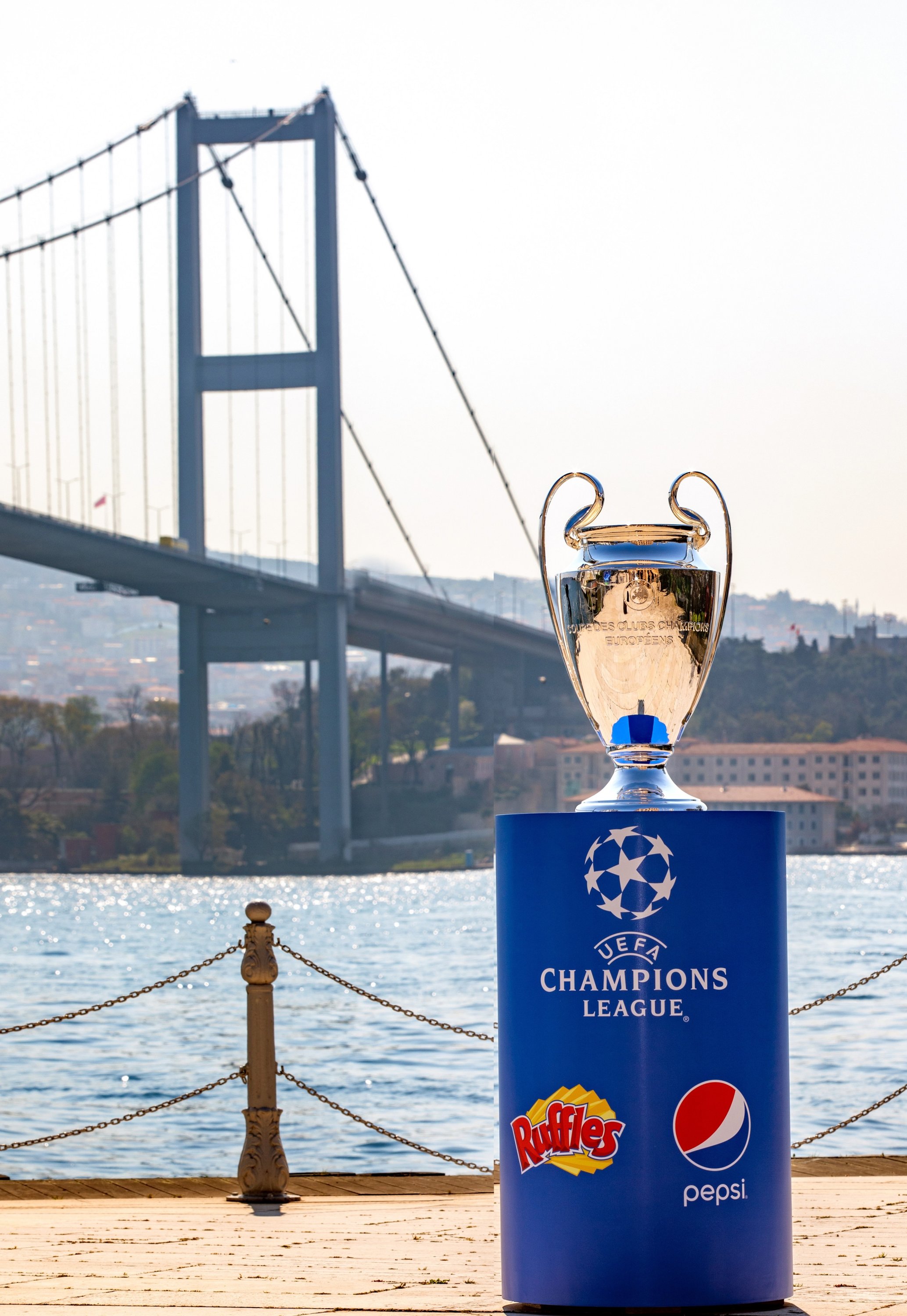 UEFA Champions League trophy on display in Istanbul