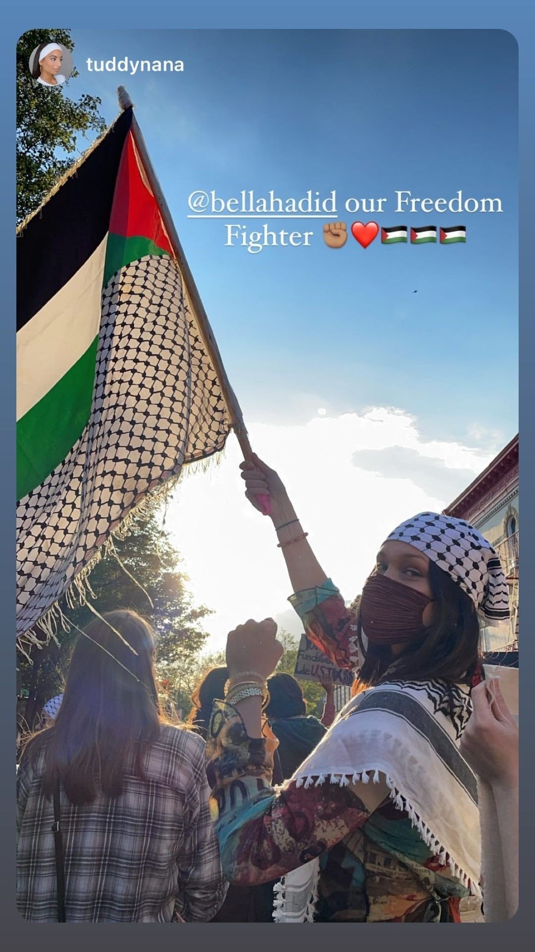 Bella Hadid joins pro-Palestine march in NYC