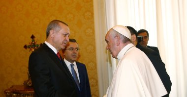 President Recep Tayyip Erdoğan meets with Pope Francis in Italy, Feb. 5, 2018. (Courtesy of the Turkish Presidency)