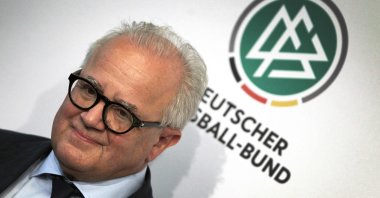 Then-president of the German football federation DFB, Fritz Keller, attends a press conference in Frankfurt am Main, Germany, Sept. 27, 2019. (AFP)