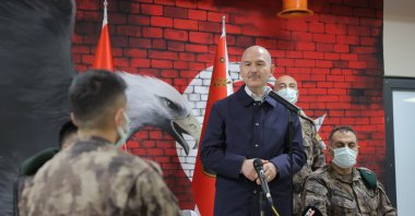 Interior Minister Süleyman Soylu is seen during his visit to Yüksekova Police Special Operations Center in Hakkari, Turkey, May 12, 2021. (AA Photo)