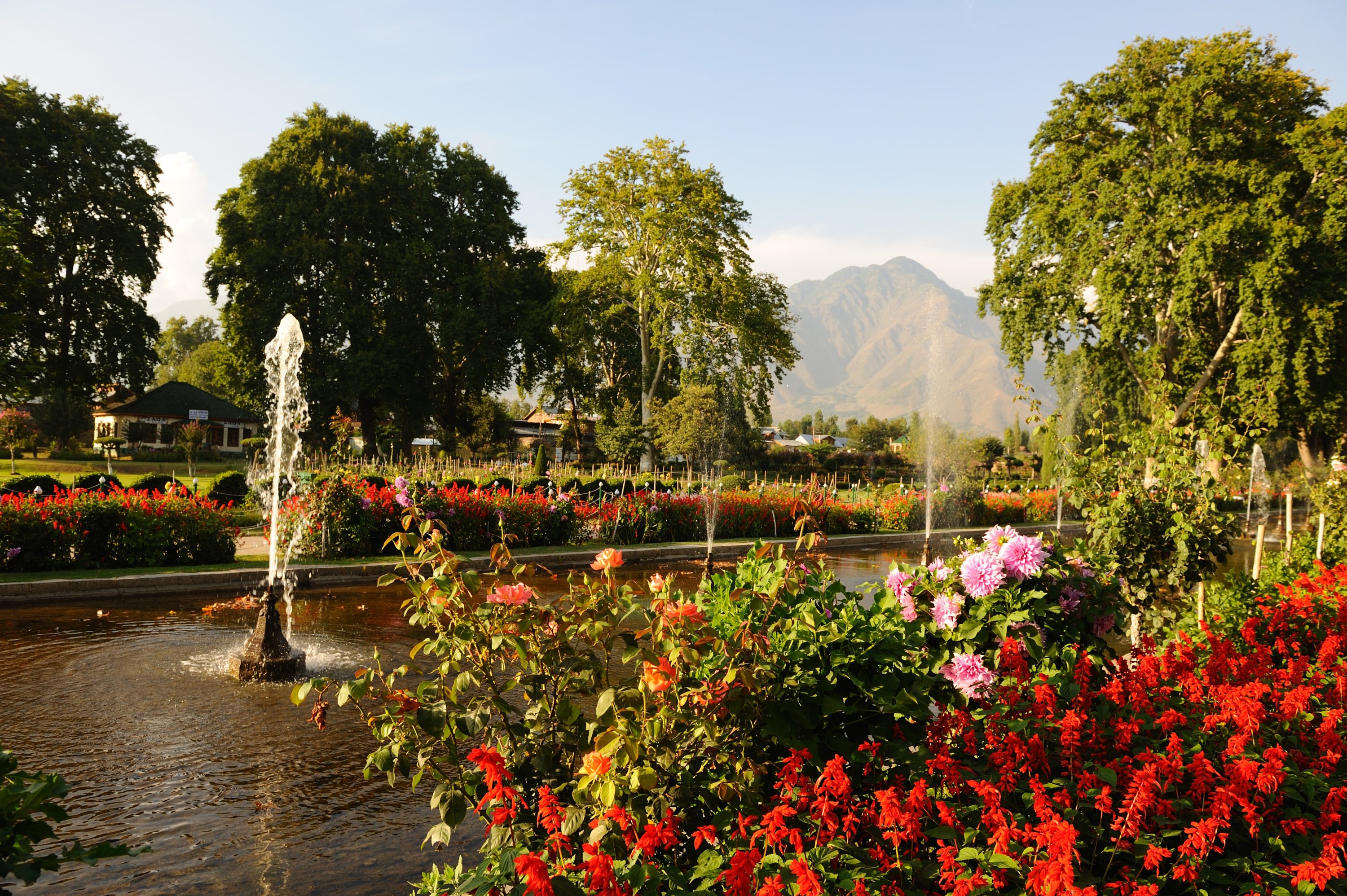  A view from the Mughal Garden of Shalimar Bagh in Srinagar, Kashmir, July 5, 2013. (Getty Images)