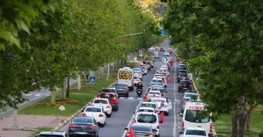 Activists and supporters in Turkey's Tekirdağ province attend a convoy against Israeli aggression targeting Palestinians, May 18, 2021. (AA Photo)