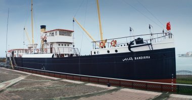 The replica of the historic SS Bandırma, also known as the Bandırma Ferry, which secretly delivered Mustafa Kemal Atatürk to Samsun on May 19, 1919, to start the War of Independence, rests in Samsun, northern Turkey, May 18, 2021. (AA Photo)
