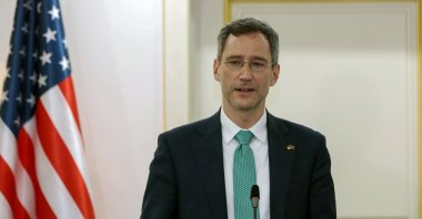 U.S. Acting Assistant Secretary of State for Near Eastern Affairs Joey Hood delivers a joint statement, Tripoli, Libya, May 18, 2021. (REUTERS Photo)