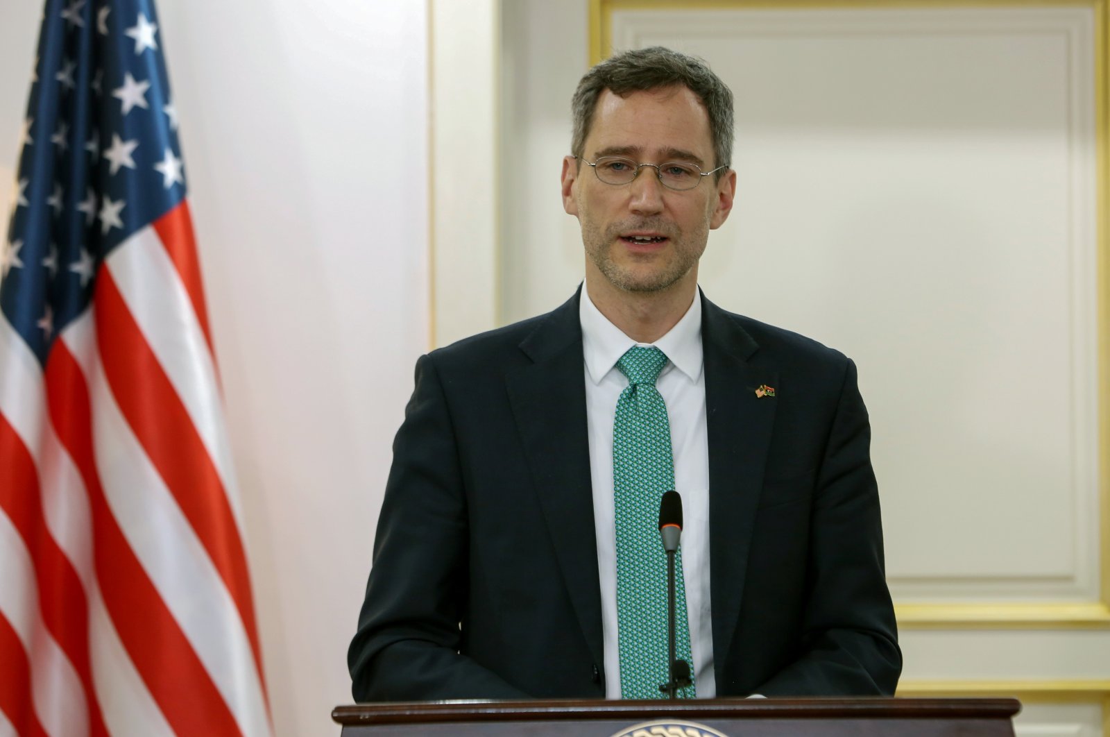 U.S. Acting Assistant Secretary of State for Near Eastern Affairs Joey Hood delivers a joint statement, Tripoli, Libya, May 18, 2021. (REUTERS Photo)