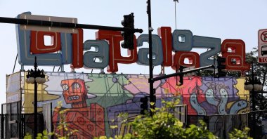A "Lollapalooza" sign and banner on the Lollapalooza grounds in Grant Park, Chicago, the U.S.  (DPA Photo) 