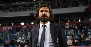 Juventus coach Andrea Pirlo watches the Coppa Italia final against Atalanta at the Mapei Stadium in Reggio Emilia, Italy, May 19, 2021. (AP Photo)