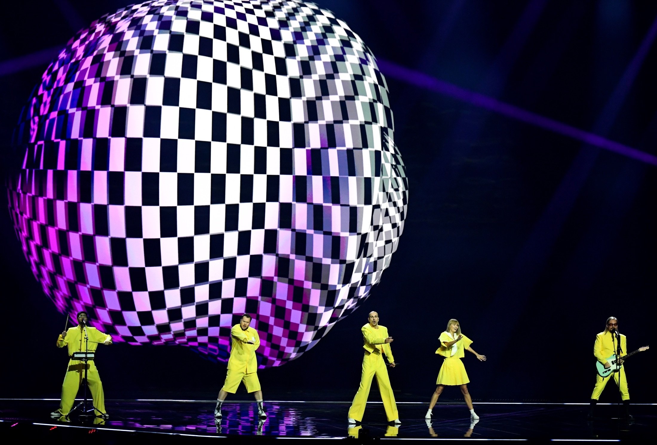 Contest participant The Roop of Lithuania performs during the Jury Grand Final dress rehearsal of the 2021 Eurovision Song Contest in Rotterdam, The Netherlands, May 21, 2021. (Reuters Photo)