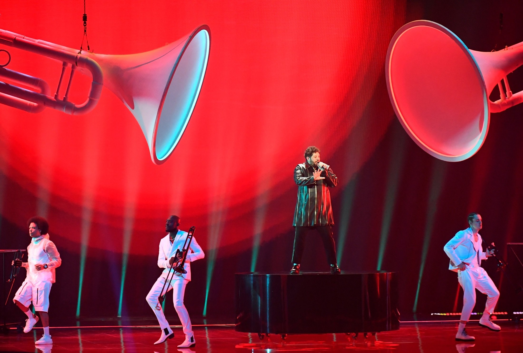 James Newman of the United Kingdom performs during the Jury Grand Final dress rehearsal of the 2021 Eurovision Song Contest in Rotterdam, The Netherlands, May 21, 2021. (Reuters Photo)