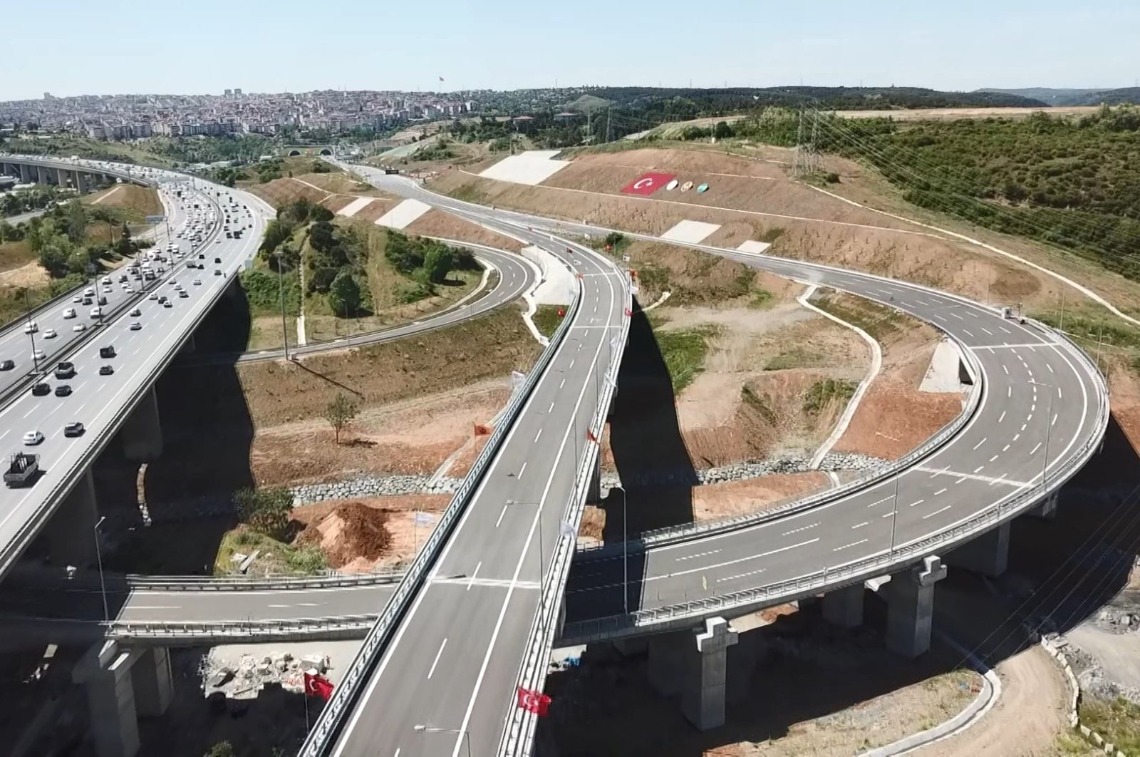 Parts of the newly completed last section of the Northern Marmara Motorway, Istanbul, Turkey, May 19, 2021. (DHA Photo)