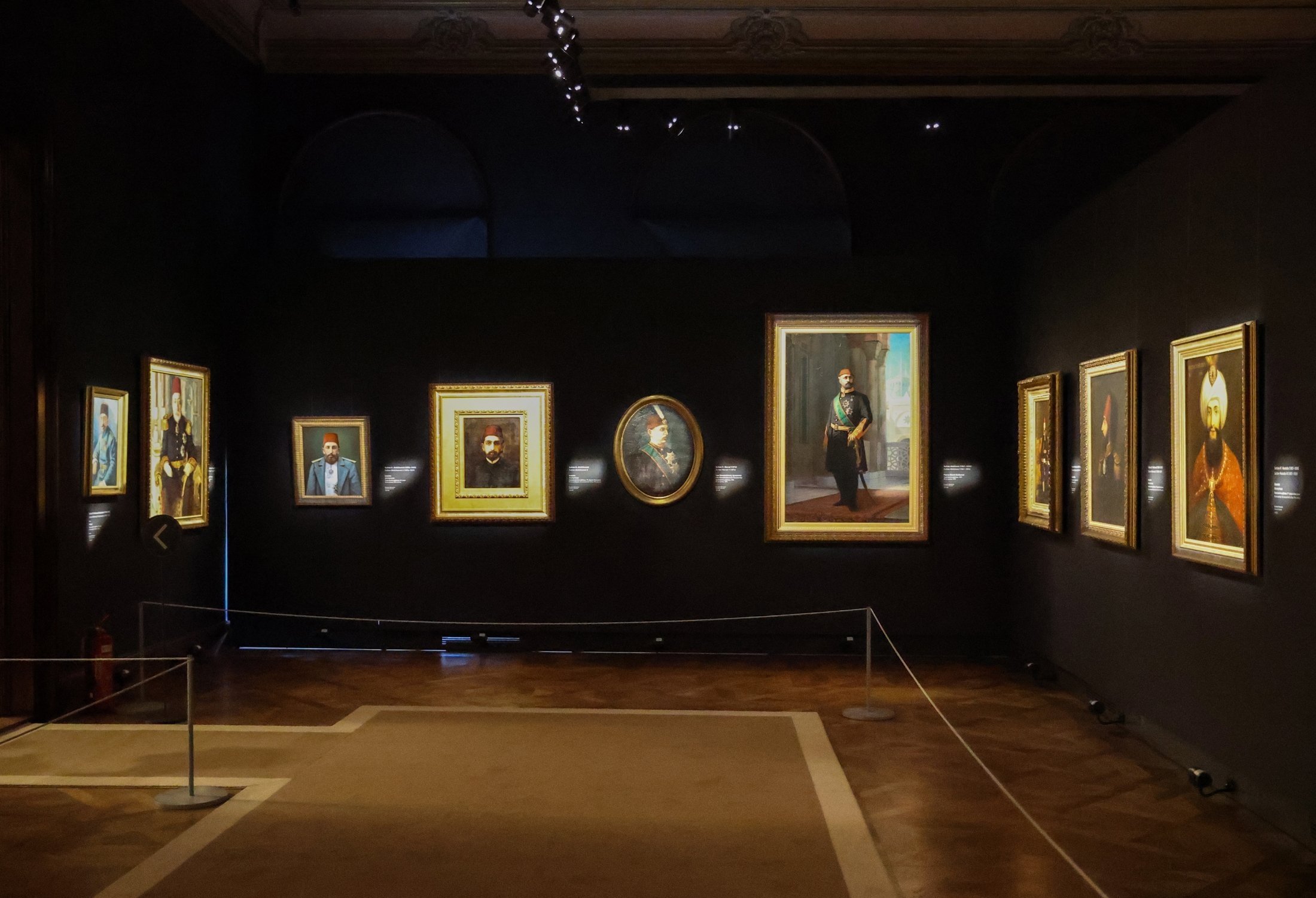 Some paintings on display at the National Palaces Painting Museum at Dolmabahçe Palace