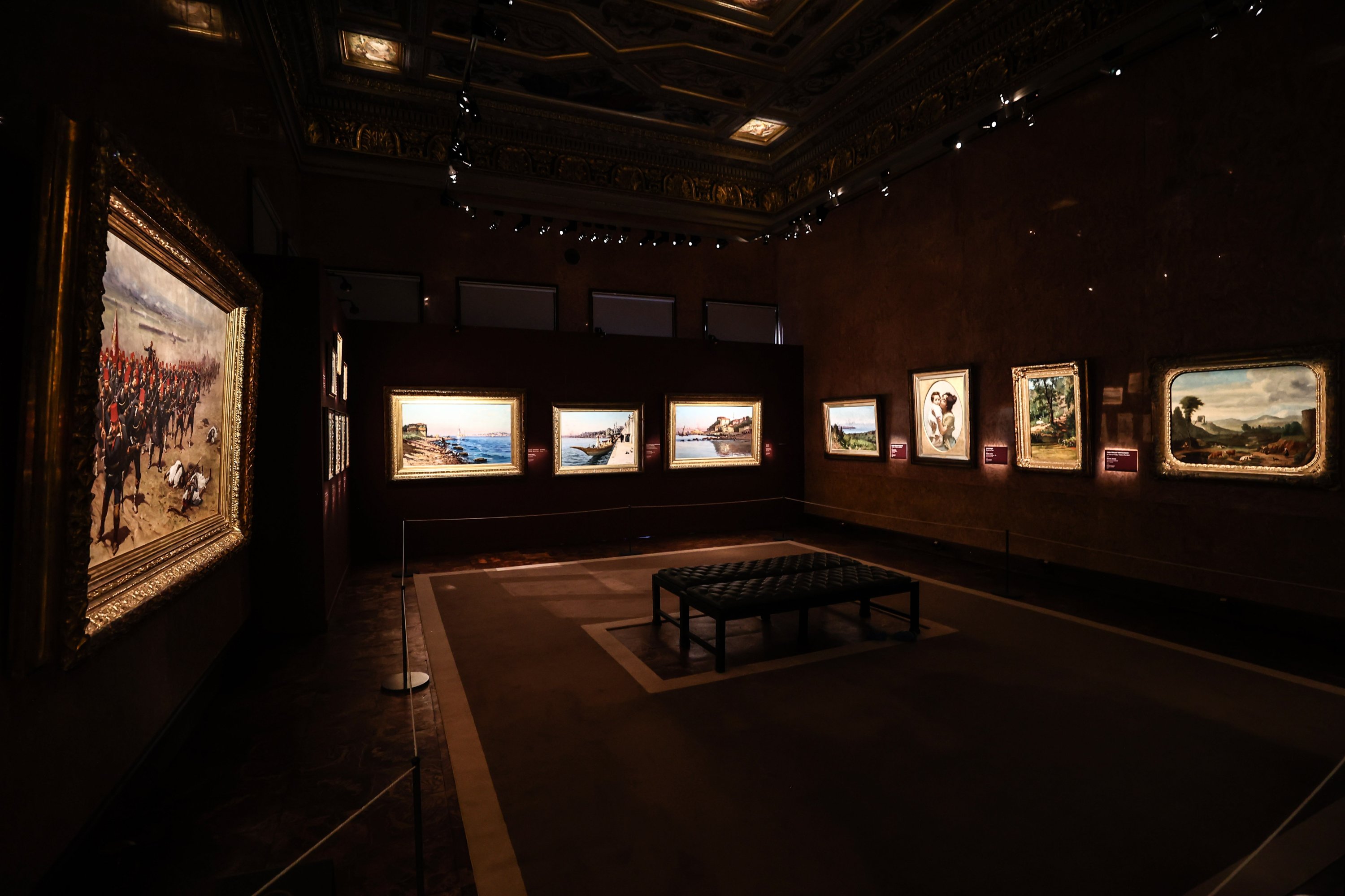A view of paintings at the renovated National Palaces Painting Museum, which is home to an Ottoman palace painting collection that continues to draw visitors despite the pandemic, on the shores of Istanbul’s Bosporus after it was reopened following a multi-year restoration project in Istanbul, Turkey on May 20, 2021. (AA Photo)