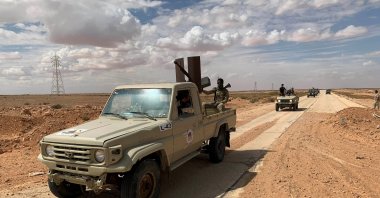 Troops loyal to Libya's internationally recognized government patrol the area in Zamzam, near Abu Qareen, Libya, Sept. 15, 2020. (Reuters Photo)
