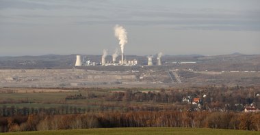 The Turow lignite coal mine and Turow power plant near the town of Bogatynia, Poland, Nov. 19, 2019. (AP Photo)
