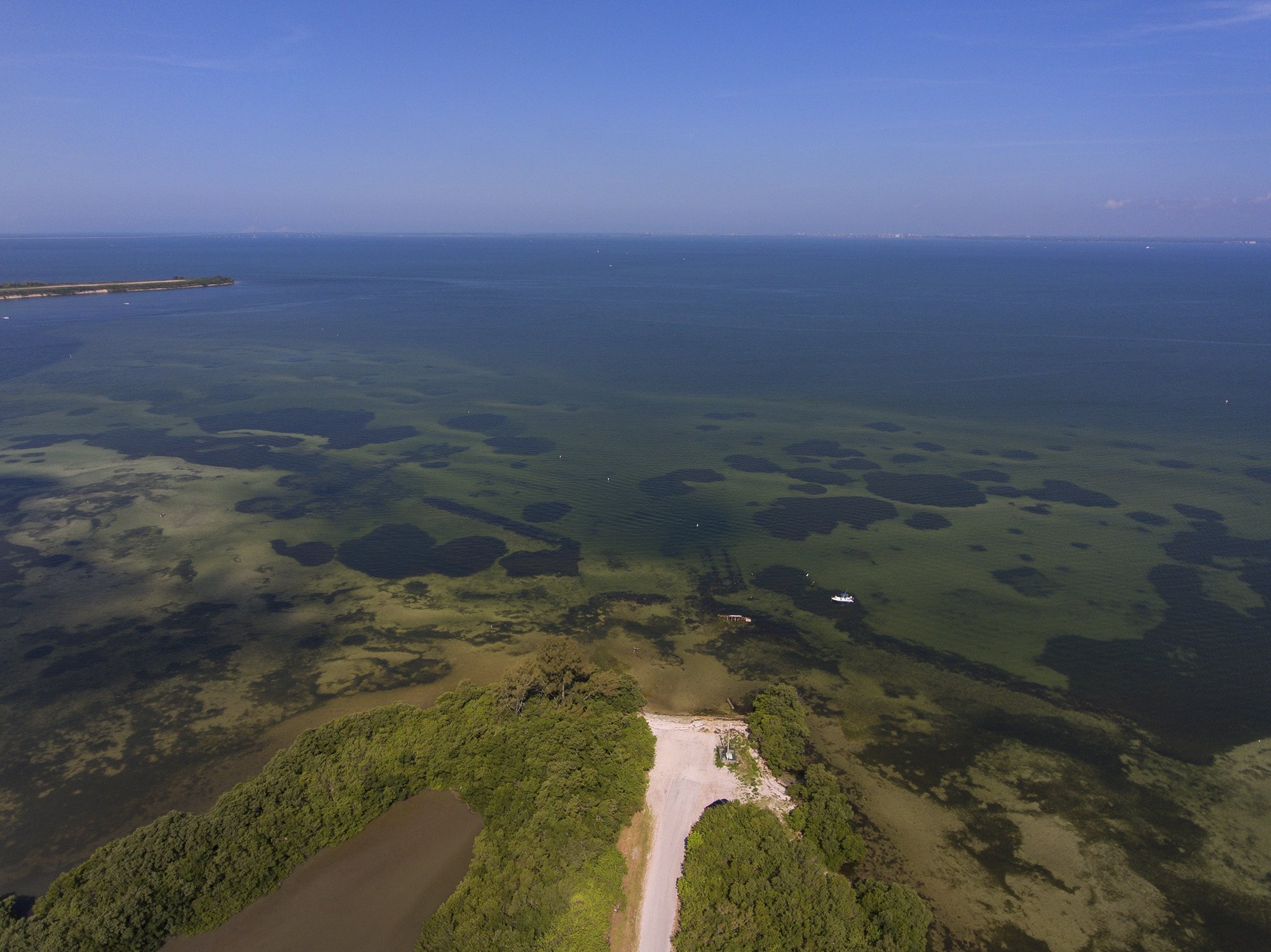An aerial view of Tampa Bay near Port Manatee in Palmetto, Florida, U.S., May 4, 2021. (Photo by Getty Images)