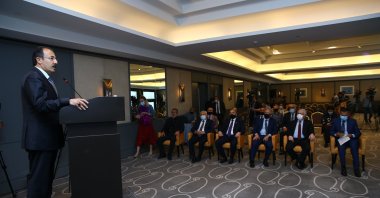 Turkey’s Ambassador to Azerbaijan Cahit Bağcı speaks at the launch of "Turkic.World," a digital platform jointly established by Albayrak Media Group and Trend News Agency, Baku, Azerbaijan, Monday, May 24, 2021. (AA Photo)