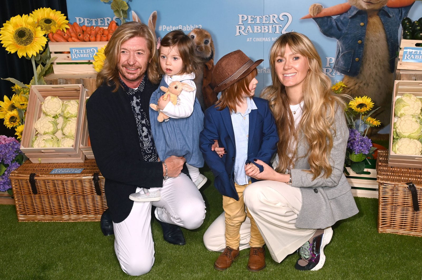 Nicky Clarke and partner Kelly Simpkin, with daughter Cecee and son Nico, attend the "Peter Rabbit 2" U.K. Gala Screening at Picturehouse Central in London, U.K., May 23, 2021. (Getty Images)