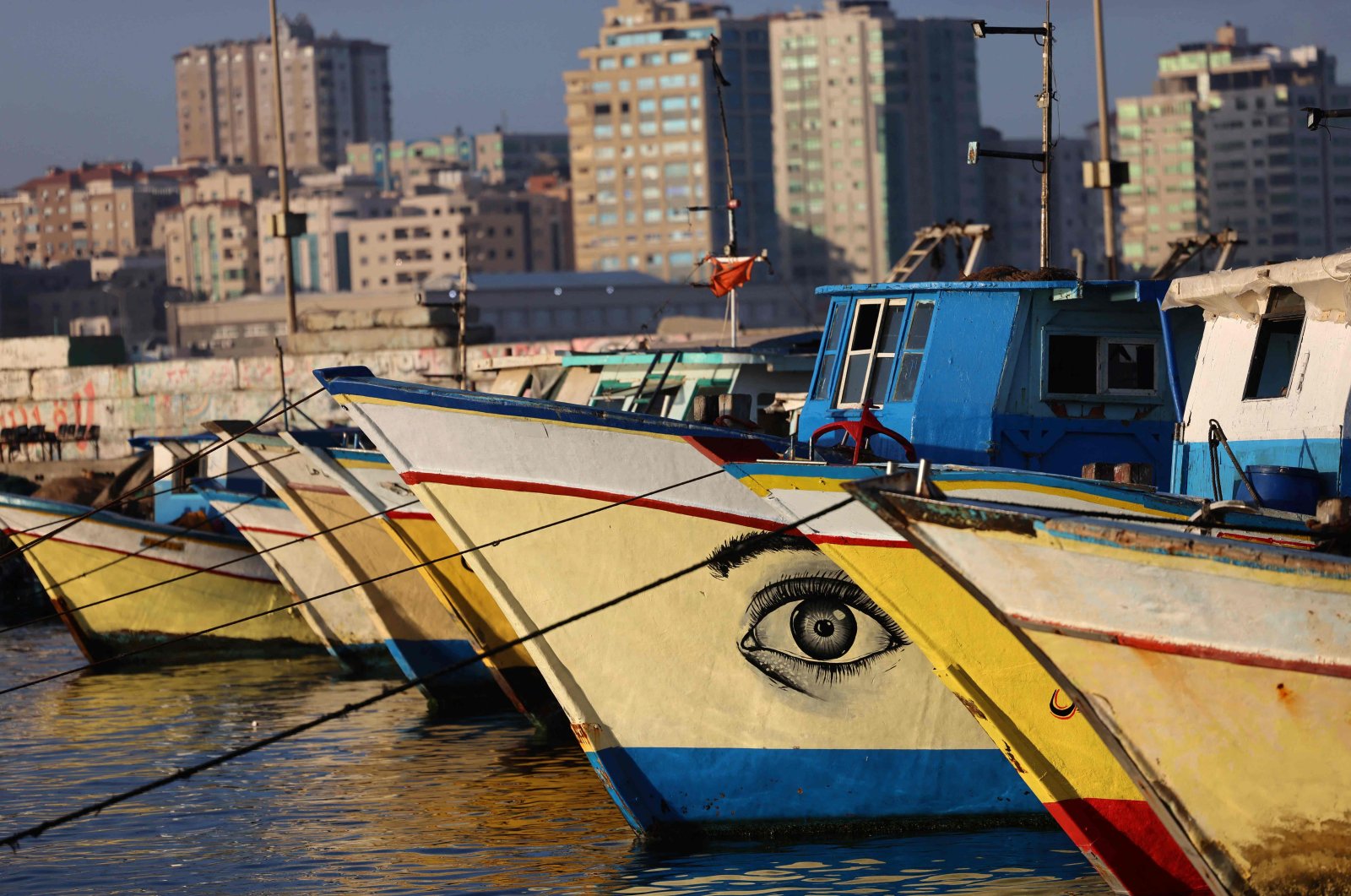 Palestinian boats remain moored at Gaza City's main fishing port as Israeli security forces allow only a limited number of vessels to return to sea following a cease-fire in the recent conflict, Gaza City, Gaza Strip, Palestine, May 24, 2021. (AFP Photo)