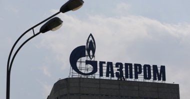 A view shows the company logo of Gazprom installed on the roof of its office building in Moscow, Russia, Aug. 10, 2015. (Reuters Photo)