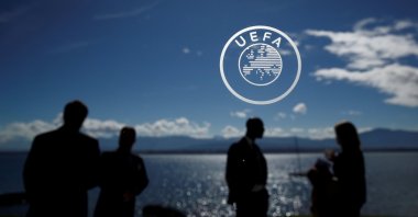 The UEFA logo is seen at its headquarters in Nyon, Switzerland, April 13, 2018. (Reuters Photo)