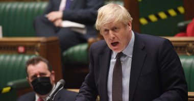 Britain's Prime Minister Boris Johnson attends the weekly Prime Minister's Questions (PMQs) in the House of Commons in London, England, May 26, 2021. (AFP Photo/UK Parliament/Jessica Taylor)