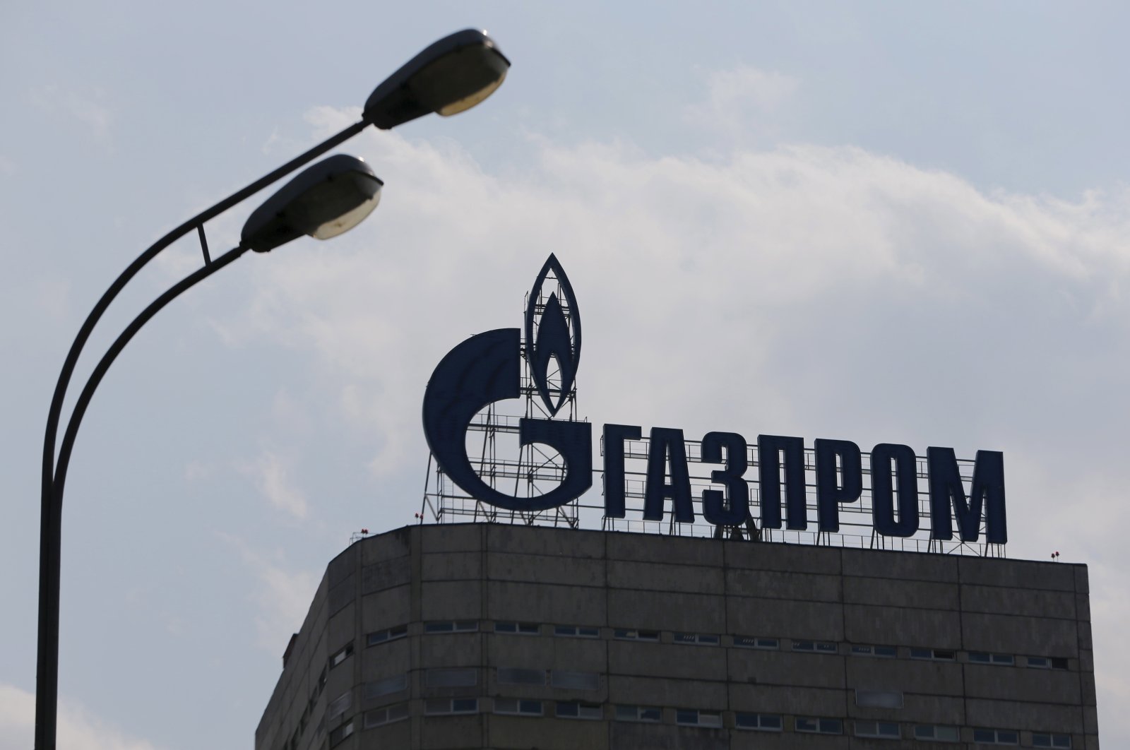 A view shows the company logo of Gazprom installed on the roof of its office building in Moscow, Russia, Aug. 10, 2015. (Reuters Photo)