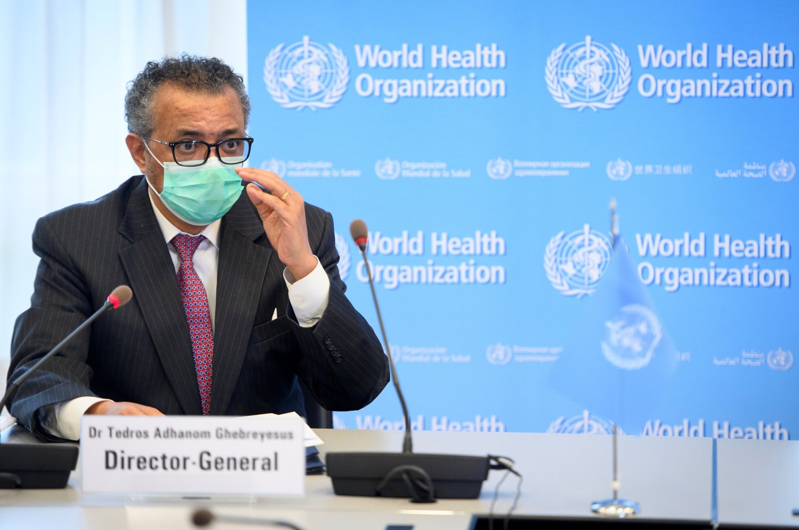 World Health Organization (WHO) Director-General Tedros Adhanom Ghebreyesus speaks during a bilateral meeting on the sidelines of the opening of the 74th World Health Assembly at WHO headquarters, in Geneva, Switzerland, May 24, 2021. (Laurent Gillieron/Pool via REUTERS)